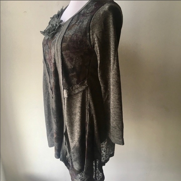 PRETTY ANGEL bohemian gray grey top tunic dress - Picture 4 of 5